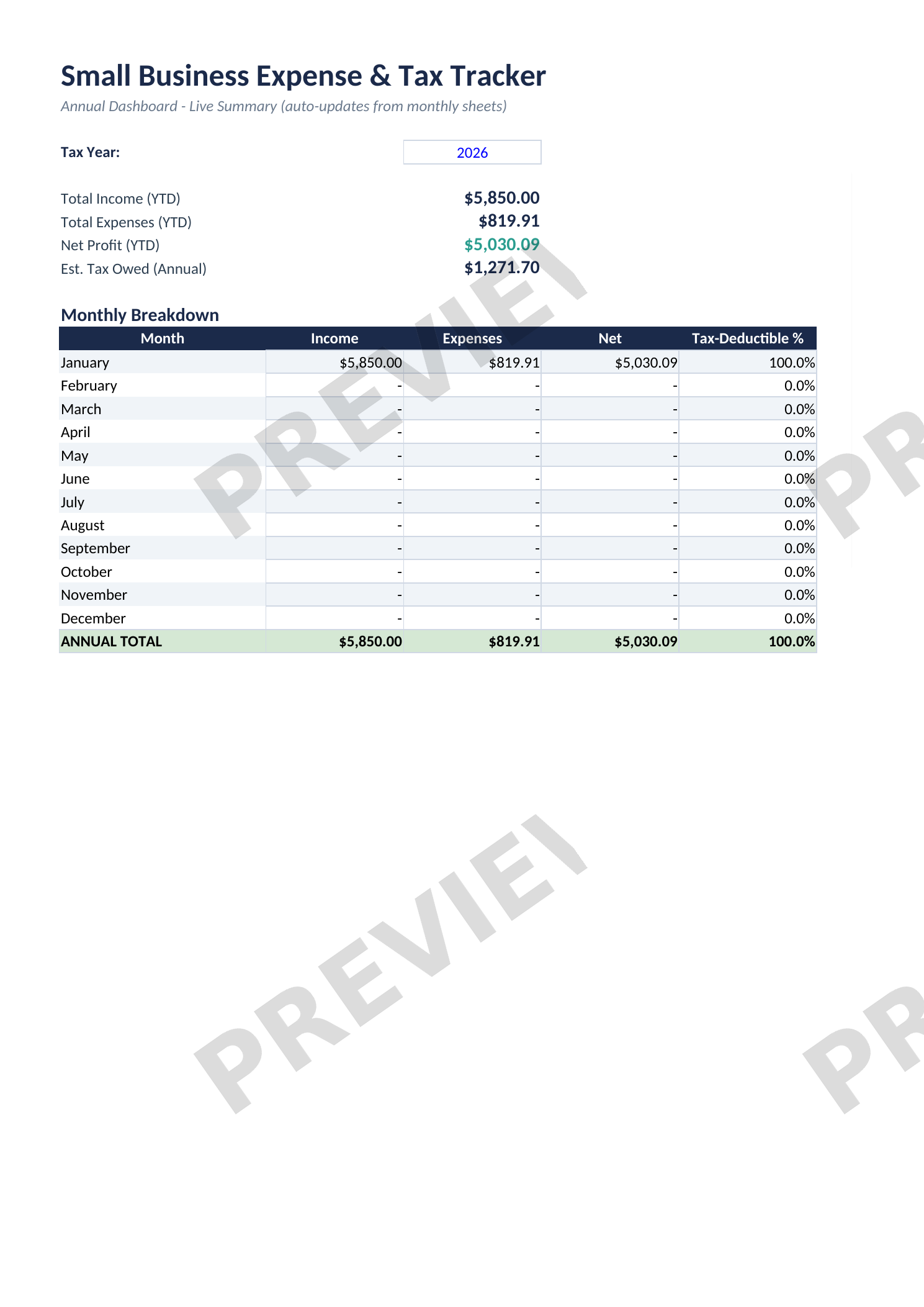 Small Business Expense &amp; Tax Tracker — Complete Bundle